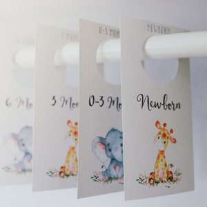 Printable Nursery Closet Dividers, Elephant & Giraffe Baby Clothes Dividers, Wardrobe Closet Organizer, Safari Nursery, PDF Instant Download
