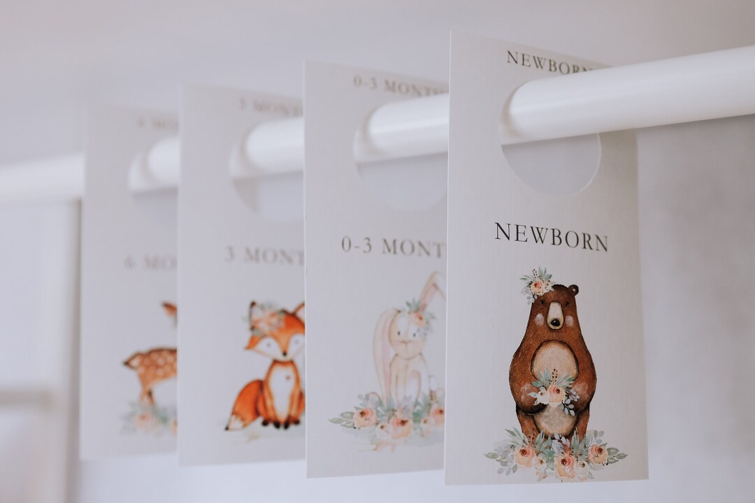Printable Nursery Closet Dividers, Woodland Baby Clothes Dividers, Wardrobe Closet Organizer ...