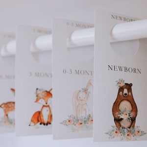 Printable Nursery Closet Dividers, Woodland Baby Clothes Dividers, Wardrobe Closet Organizer, Woodland Nursery, PDF Instant Download