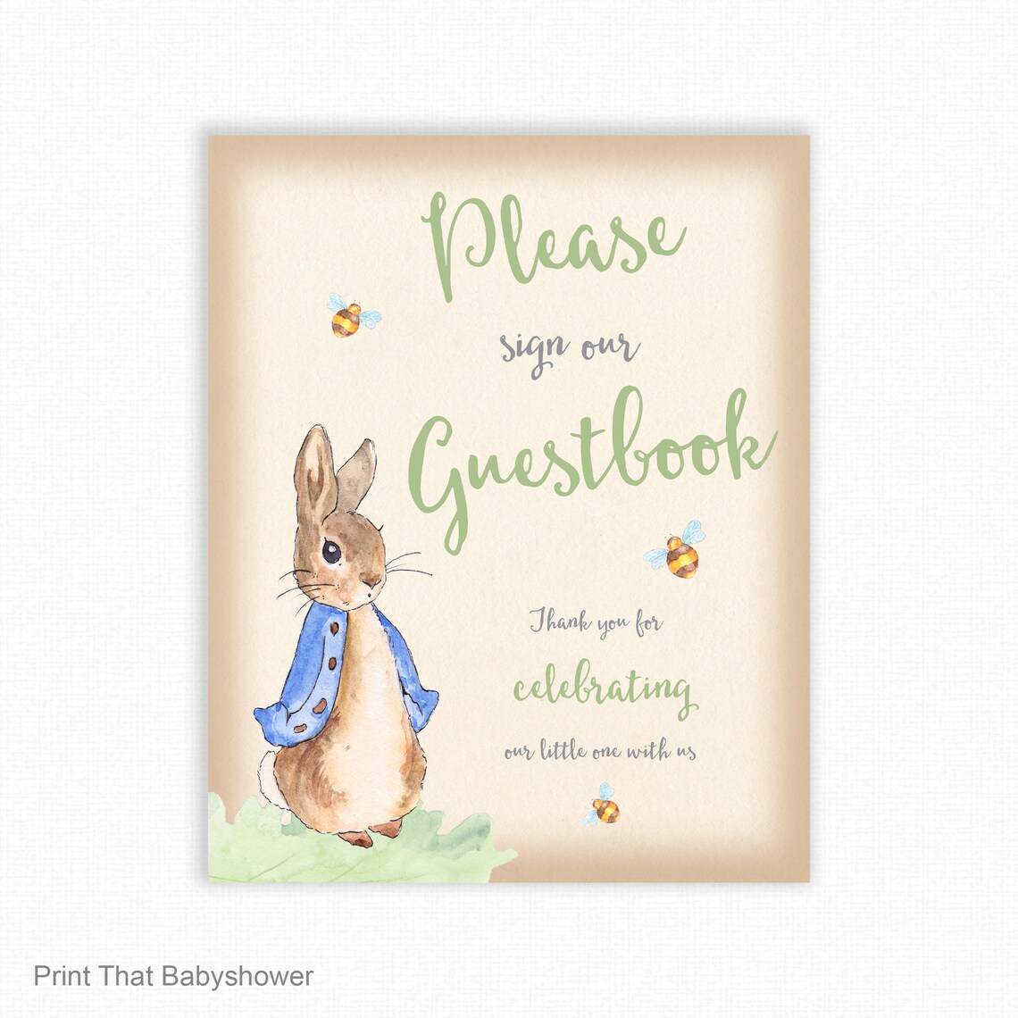 BabyShower Guestbook Sign Peter Rabbit Guestbook Sign | Etsy
