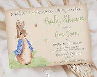 Peter Rabbit Baby Shower Invitation - Printable Neutral Invite