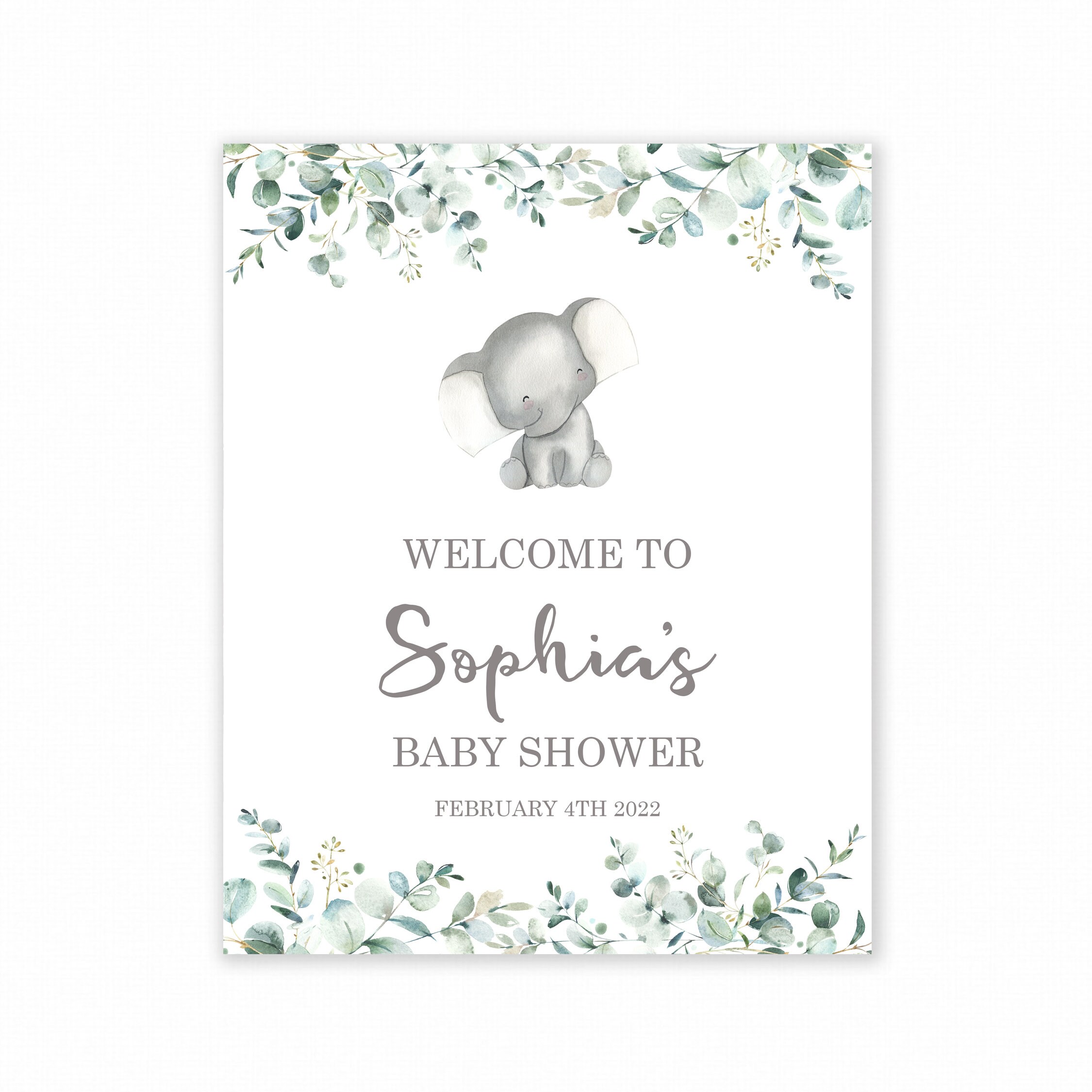 Baby Shower Sign Baby Elephant Baby Shower Printable Etsy UK