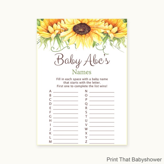 Baby Shower Games Baby Name Abc Game Fall Baby Shower Floral