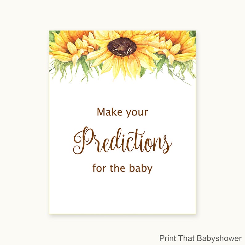 Baby Shower Juegos Juego De Predicciones De Girasol Bebe Etsy