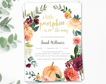 Fall Baby Shower Invitations - Pumpkin Baby Shower - Printable Invitation - Autumn Baby Shower Invitations - Pumpkin Invitation - Pumpkin