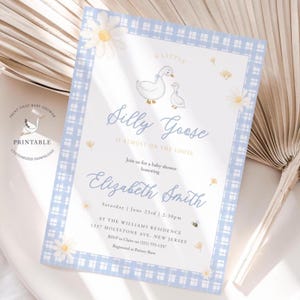 Inviti per baby shower "Silly Goose" - Baby shower "Mother Goose" - Invito stampabile - Invito digitale - Invito per baby shower "Blue Boy"