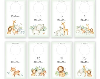 Printable Nursery Closet Dividers, Elephant Safari Baby Clothes Dividers, Wardrobe Closet Organizer, JungleNursery, PDF Instant Download