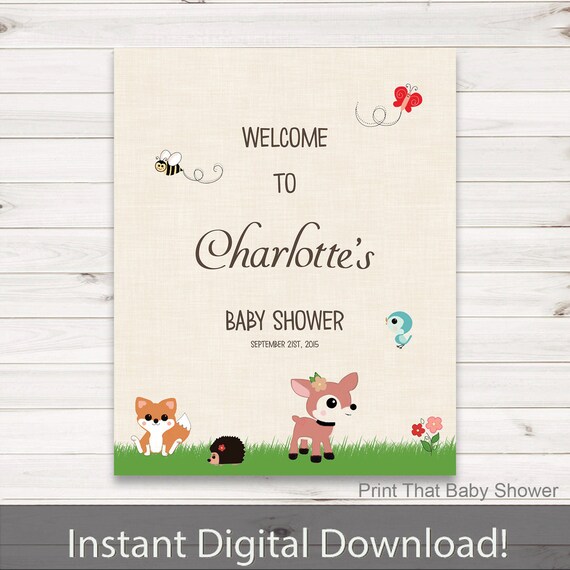Baby Shower Welcome Sign - Woodland Baby Shower - Personalized Welcome Sign - Baby Shower Sign - Woodland Welcome Sign - Woodland Friends Il_570xn