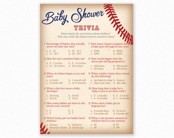 Baby Shower Games - Baby Trivia Game - Baby Shower Trivia - Baseball Baby Shower - Baseball Shower Games - Printable Game