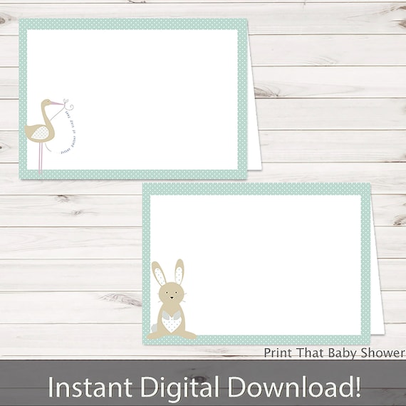 Baby Shower Food Tent Labels - Blue Bunny Baby Shower - Printable Food Labels - Blue Bunny Place Cards - Food Labels - Blue Bunny and Stork Il_570xn