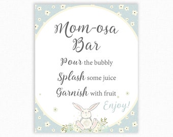 Bunny Rabbit Mimosa Bar Sign - Baby Shower Mimosa Bar Sign Printable - Bunny Rabbit Momosa Bar Sign - Baby Shower Sign