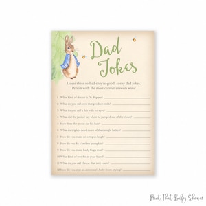 Baby Shower Spiele - Papa Witze Spiel - Baby Shower Quiz - Peter Rabbit Baby Shower - Peter Rabbit Shower Spiele - druckbares Spiel