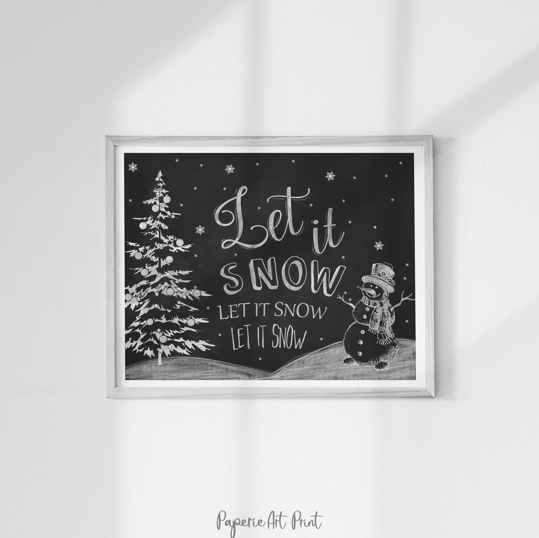 Let It Snow Chalkboard Christmas Wall Art Christmas Decor - Etsy