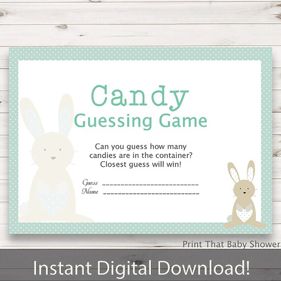 Baby Shower Games Candy Guessing Game Bunny And Stork Baby