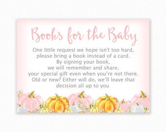 Inserto de invitación para baby shower - Tarjeta de libros para bebé - Insertos de invitación - Calabaza de otoño
