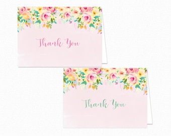 Printable Floral Thank You Card - Printable Instant Download - Floral Baby Shower Thank You Card - Floral Thank You Card - Peaches and Cream