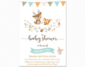 Woodland Baby Shower Invitations - Woodland Baby Shower - Printable Invitation - Woodland Baby Shower Invites - Woodland Invitation