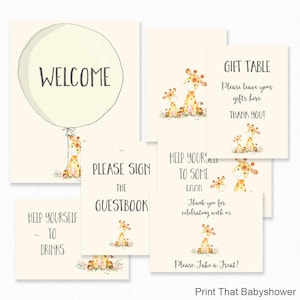 Baby Shower Decorations - Giraffe Baby Shower Table Signs - Baby Shower Welcome Sign Decoration - Giraffe Table Decorations - Giraffe