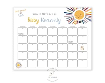 Guess The Due Date Baby Shower Game | Here Comes the Son | Birthday Prediction | Coquette