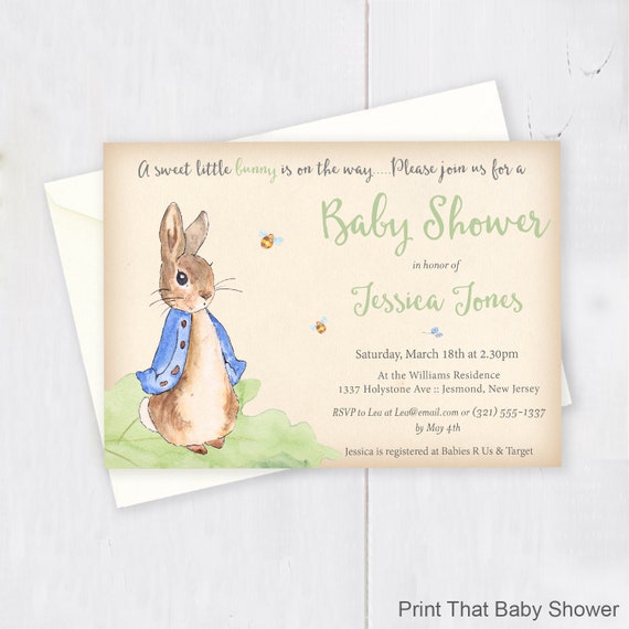 Peter Rabbit Baby Shower Invitation Peter Rabbit Invitation