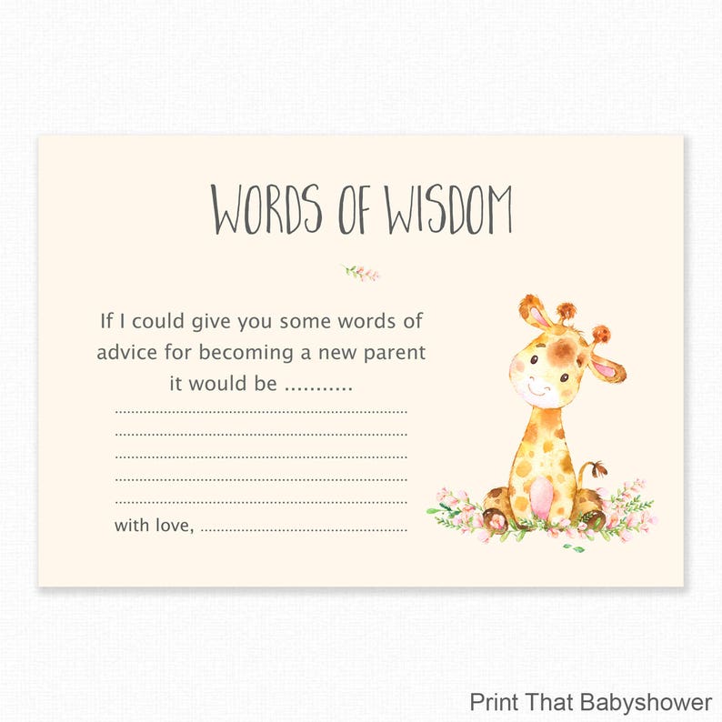 Baby Shower Games Baby Words of Wisdom Baby Advice Cards Etsy UK