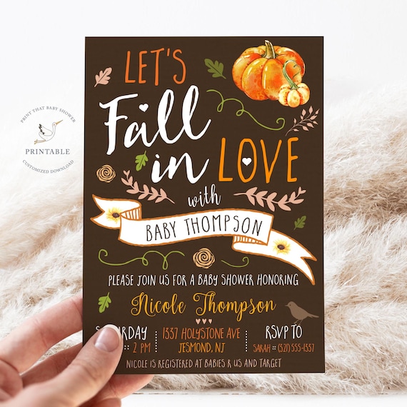 Fall Baby Shower Invitation | Pumpkin Shower | Autumn | Printable Invite