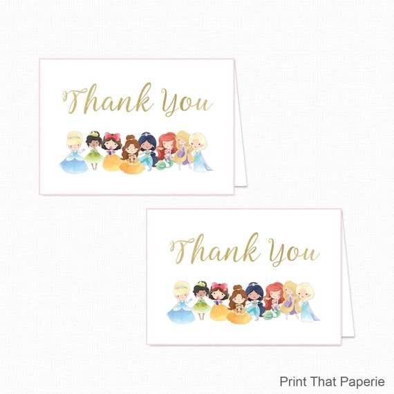 Printable Princess Thank You Card - Printable Instant Download - Princess Baby Shower Thank You Card - Sports Thank You Card - Princess Il_570xn
