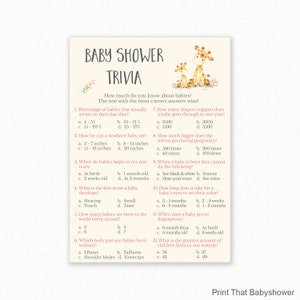 Baby Shower Games - Baby Trivia Game - Baby Shower Trivia - Giraffe Baby Shower - Giraffe Shower Games - Printable Game
