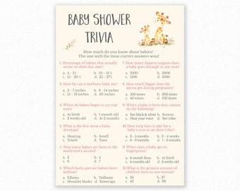 Baby Shower Games - Baby Trivia Game - Baby Shower Trivia - Giraffe Baby Shower - Giraffe Shower Games - Printable Game