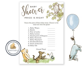 The Price is Right Baby Shower Game - Printable Shower Games - Winnie The Pooh