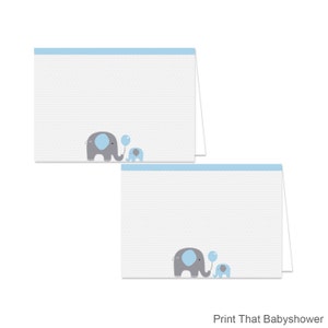 Baby Shower Food Tent Labels - Elephant Baby Shower Food Tents - Printable Food Labels - Elephant Place Cards - Blue Food Labels - Elephant