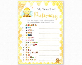 Baby Shower Games - Emoji Pictionary Game - Printable - Baby Bee