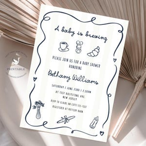Café Bébé Baby Shower Printable Invite | Café Bébé Invitation | Personalised Baby shower Invitation | Home Cafe Baby Shower | Coffee Shop