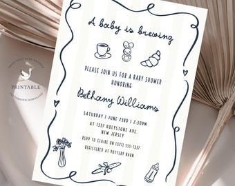 Café Bébé Baby Shower Printable Invite | Café Bébé Invitation | Personalised Baby shower Invitation | Home Cafe Baby Shower | Coffee Shop