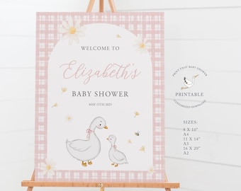 Silly Goose Welcome Sign | Girl | Pink Mother Goose | Baby Shower Printable
