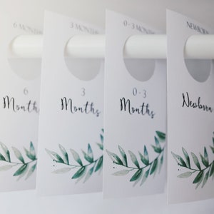 Printable Nursery Closet Dividers, Greenery Baby Clothes Dividers, Wardrobe Closet Organizer, Botanical Nursery, PDF Instant Download