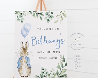 Baby Shower Welcome Sign - Peter Rabbit Baby Shower Sign - Printable - Welcome to the Baby Shower - Personalized - Peter Rabbit Baby Shower