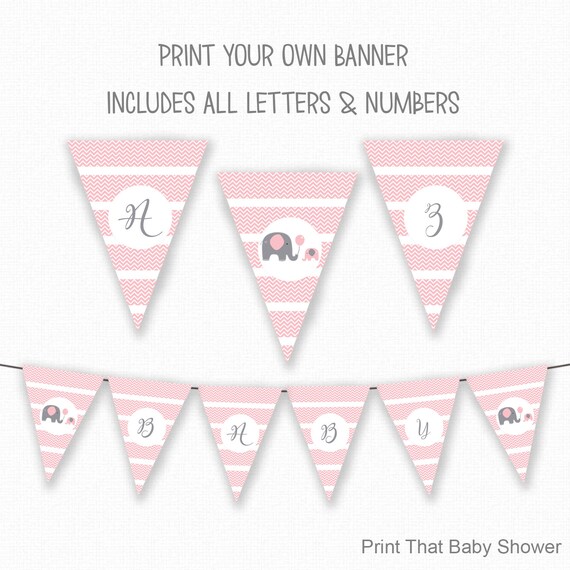 Elephant Baby Shower Banner Decorations