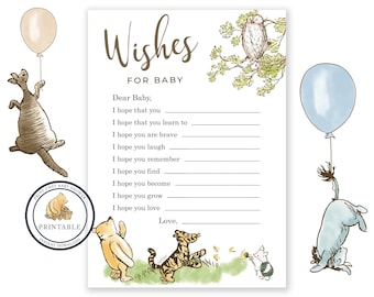 Winnie the Pooh Baby Shower Game - Wishes For Baby Card - Printable