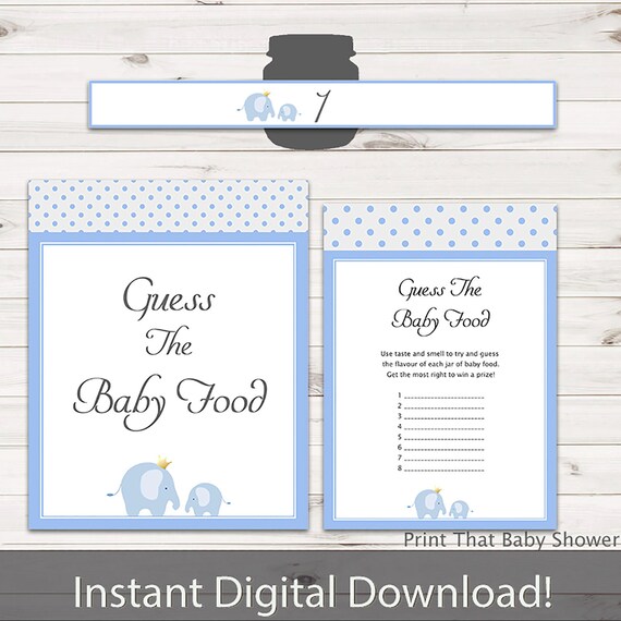 Baby Shower Games Guess The Baby Food Game Blue Elephant Baby Baby Shower Games Guess The Baby Food Game Blue Elephant Baby