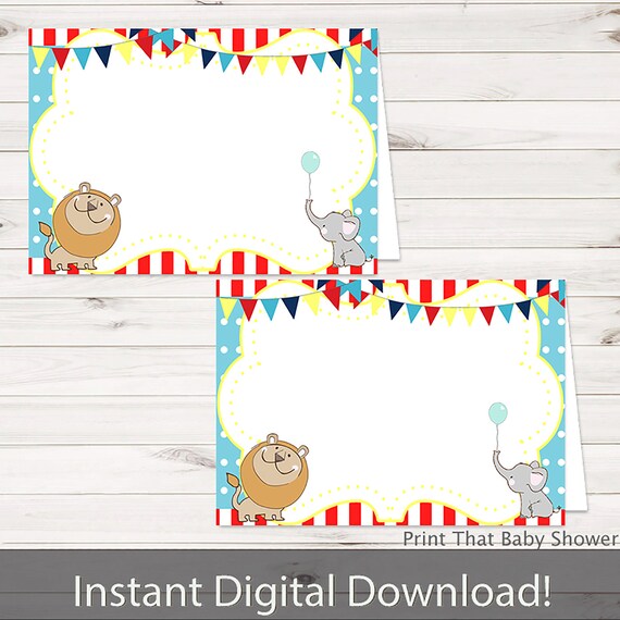 Baby Shower Food Tent Labels Circus Baby Shower Printable Food