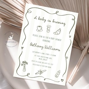 Café Bébé Baby Shower Printable Invite | Café Bébé Invitation | Personalised Baby shower Invitation | Home Cafe Baby Shower | Coffee Shop