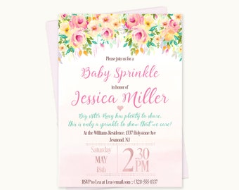 Floral Baby Sprinkle Invitations - Floral Baby Sprinkle - Printable Invitation - Floral Baby Sprinkle Invites - Peaches and Cream