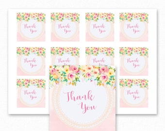 Baby Shower Favor Tag - Floral Baby Shower - Printable Favour Tags - Floral Baby Shower Thank You Tag - Floral Favors - Peaches and Cream