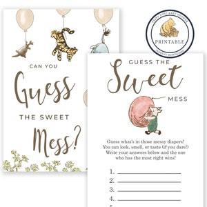Baby Shower Game - Guess The Sweet Mess Game - Winnie the Pooh Baby Shower - Pooh Bear Shower Game - Dirty Diapers Game - Winnie the Pooh