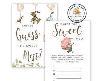 Baby Shower Game - Guess The Sweet Mess Game - Winnie the Pooh Baby Shower - Pooh Bear Shower Game - Dirty Diapers Game - Winnie the Pooh