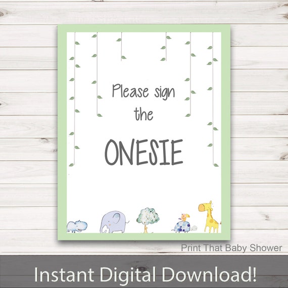 Baby Shower Sign The Onesie Sign - Zoo Friends Baby Shower - Jungle Baby Shower Sign - Sign The Onesie Guest Book - Zoo Friends Il_570xn