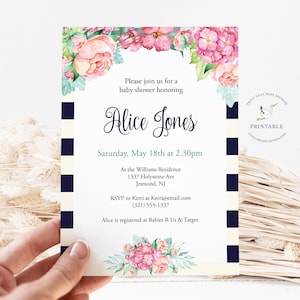 Baby Shower Invitation - Floral Baby Shower - Printable Invitation - Flower Baby Shower Invites - Floral Invitation - Floral