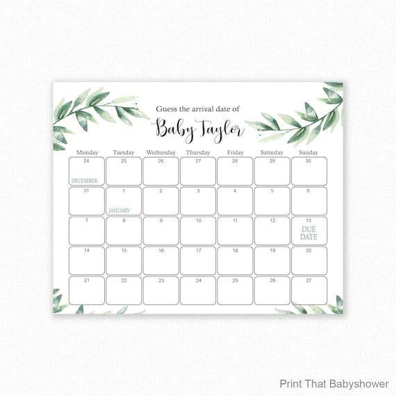 guess-the-due-date-botanical-baby-shower-games-baby-shower-birthday