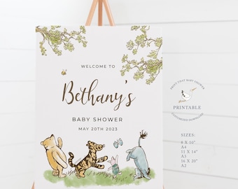 Baby Shower Welcome Sign - Winnie the Pooh Baby Shower Printable Signs - Welcome to the Baby Shower - Personalized - Winnie the Pooh